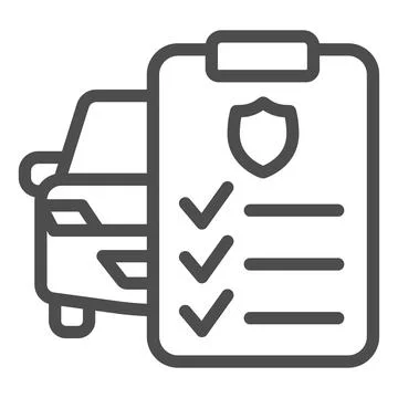 Car and application form line icon, Car parts concept, Auto insurance form sign Illustrazione stock