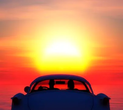 Car and beach Stock Illustration