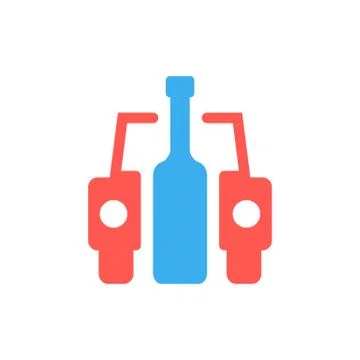 Car and bottle like drunk driver sign Stock Illustration