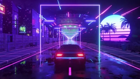 Premium Photo  On an 80s inspired neon cyberpunk background a futuristic  sports automobile is cyberpunk
