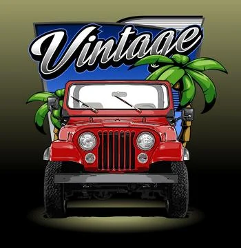 Car and coconut tree vector template Stock Illustration