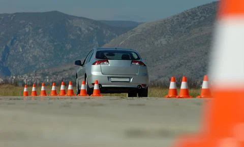 Car and cones 写真素材