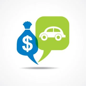 Car and dollar symbol in message bubble stock vector Illustrazione stock