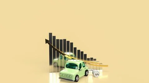 The car and electric plug on chart business for eco or automobiles system 3d  Stock Illustration