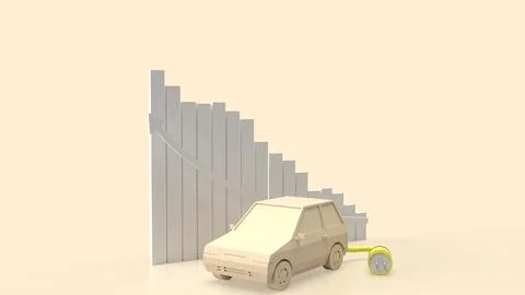 The car and electric plug for technology concept 3d render.. Stock Illustration