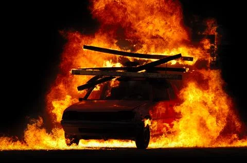 Car and fire Stock Photos