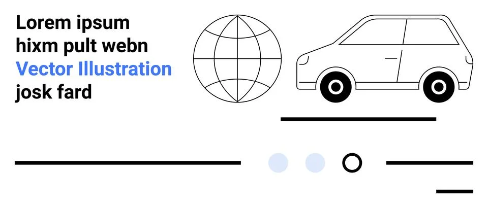 Car and Globe with Text Elements in Minimalist Design 스톡 일러스트