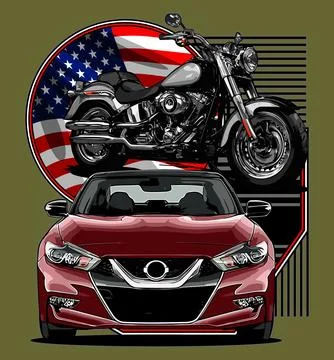 Car and motorcycle vector template Stock Illustration
