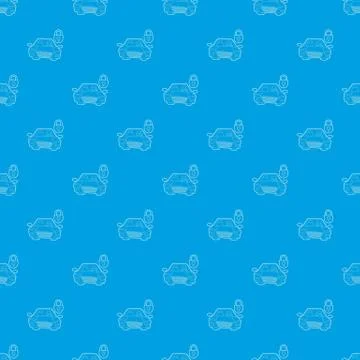 Car and padlock pattern vector seamless blue Stock Illustration