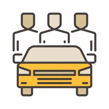 Car and People vector Carsharing concept colored icon Stock Illustration