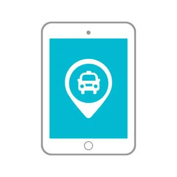 Car and perspective smartphone vector. pointers for printing, website Stock Illustration