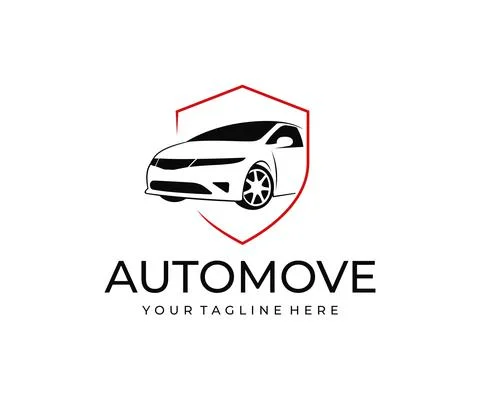 Car and Shield Logo Design. Automobile Vector Design Stock Illustration