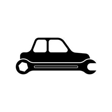 Car and Spanner Repair Tool Icon Stock Illustration