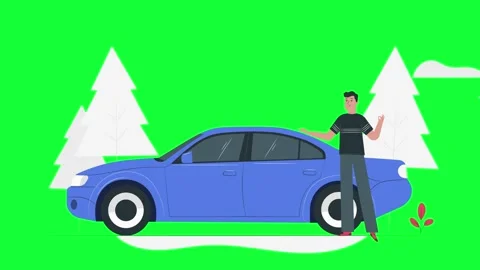 Car Animation. Smooth Motion Graphics and Visual Effects On Green Screen Stock Footage 303060059