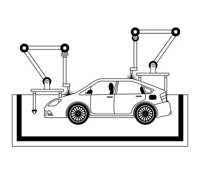 Car assembling machine icon Illustrazione stock