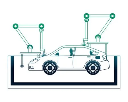 Car assembling machine icon Illustrazione stock