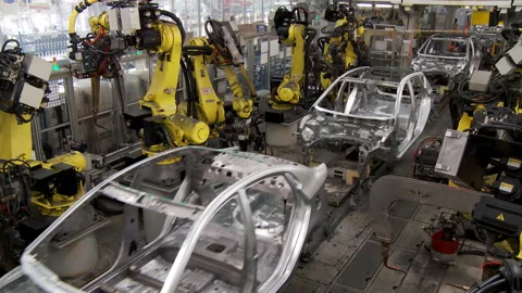 Car assembly line Stock Footage