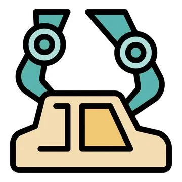 Car assembly line robot attaching parts in a factory Stock Illustration
