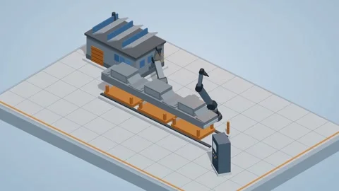 Car assembly line welding robots Stock Footage 339587728