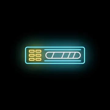 Car audio player neon light glowing icon Stock Illustration