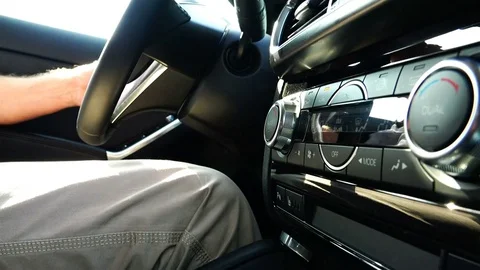 Car audio system on the background of the steering wheel Stock Footage 84619227