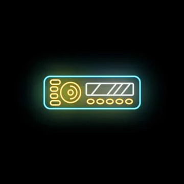Car audio system neon icon glowing in darkness Stock Illustration