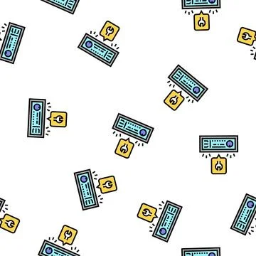 Car audio system repair vector seamless pattern Stock Illustration
