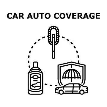 Car auto coverage protecting and caring for vehicle Stock Illustration