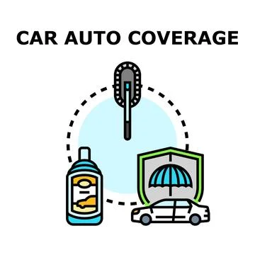 Car auto coverage protecting and caring for vehicle Stock Illustration