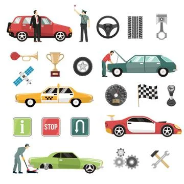 Car Auto Flat Icons Set Stockillustratie