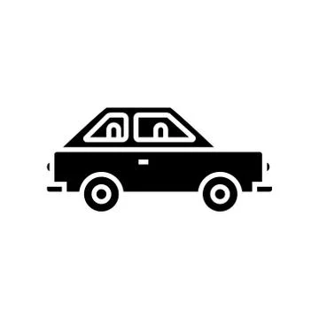 Car auto simple cute icon, vector illustration, black sign on isolated Illustrazione stock