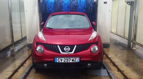 Car in Automatic Car Wash - Front View Stock Footage 64260160