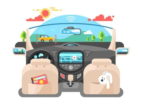 Car autopilot computer system Stock Illustration