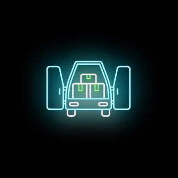 Car back with boxes for delivery neon icon イラスト素材