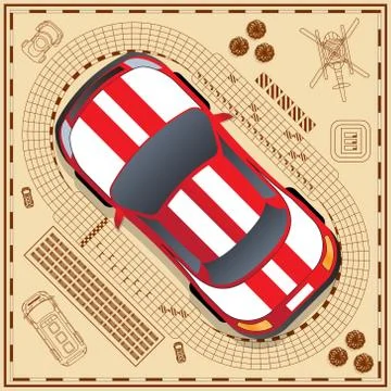 The car on a background of the race track. Stock Illustration