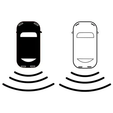 Car backup camera icon on white background. car icon with backup camera. Stock Illustration