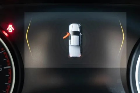 Car backup system shows rear view in monitor display Stock Photos