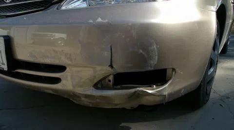 Car with bad bumper cu Stock Footage 8998293