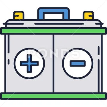 Car battery accumulator icon with plus minus sign: Royalty Free #175808386