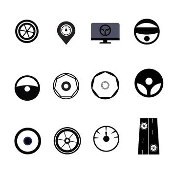 Car Battery Black Vector Icon Set Stock Illustration