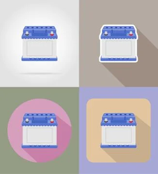 Car battery flat icons vector illustration isolated on background Stock Illustration