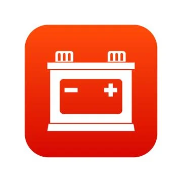 Car battery icon digital red Stock Illustration