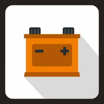 Car battery icon in flat style Stock Illustration