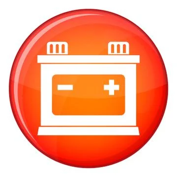 Car battery icon, flat style Stock Illustration