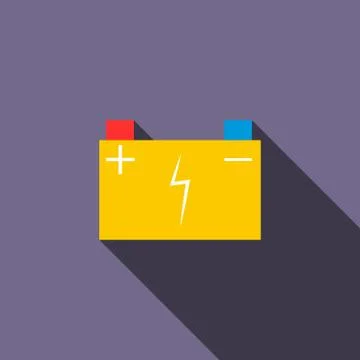 Car battery icon in flat style Stock Illustration