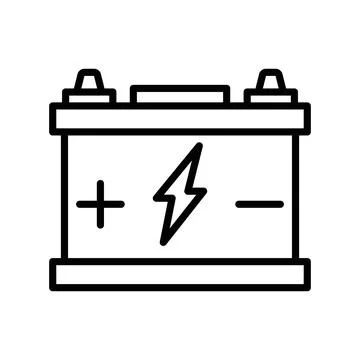 Car battery icon linear logo mark in black and white Stock Illustration