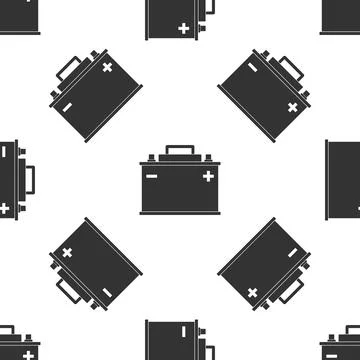Car battery icon seamless pattern on white background. Accumulator battery Illustrazione stock
