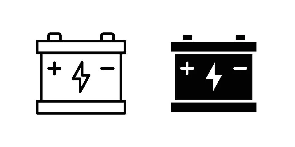 Car Battery icon vector concepts, line and silhouette style Stock Illustration