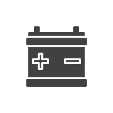 Car battery icon vector, filled flat sign, solid pictogram isolated on white. Stock Illustration