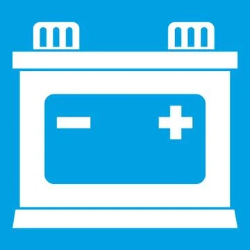 Car battery icon white Stock Illustration